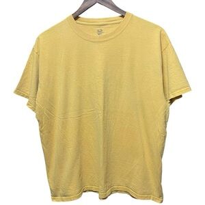 plain blank yellow fruit of the loom short sleeve crewneck spring summer T-shirt